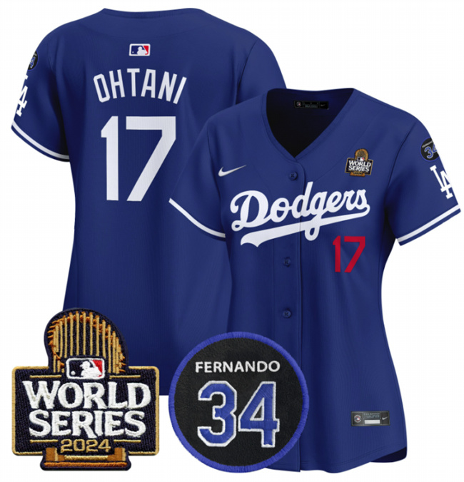 Youth Los Angeles Dodgers #17 Shohei Ohtani Royal 2024 World Series & Fernando Memorial Patch Limited Stitched Baseball Jersey Youth Los Angeles Dodgers #17 Shohei Ohtani Royal 2024 World Series & Fernando Memorial Patch Limited Stitched Baseball Jersey